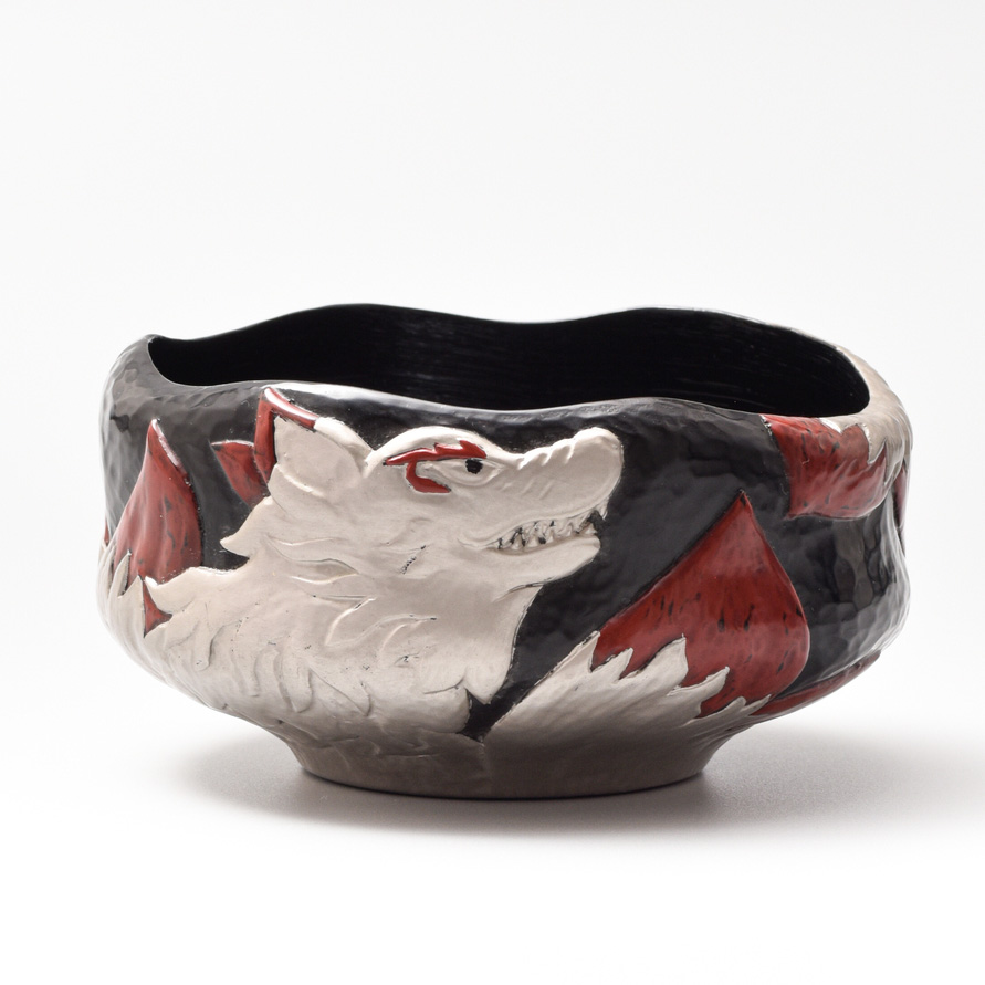 黒朱茶椀「幽狐」